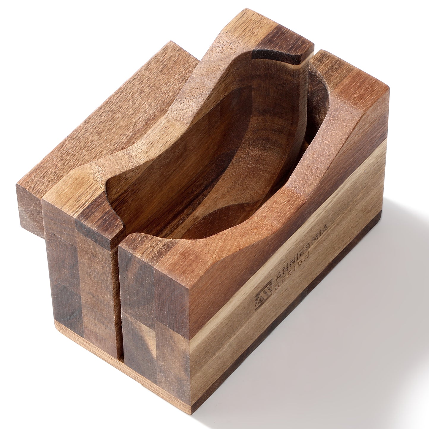 Annie & Mia Design Premium Acacia Wood Bagel Slicer | Stylish Hand Crafted Wood Bagel Cutter With Ergonomic Designed Handle Grip
