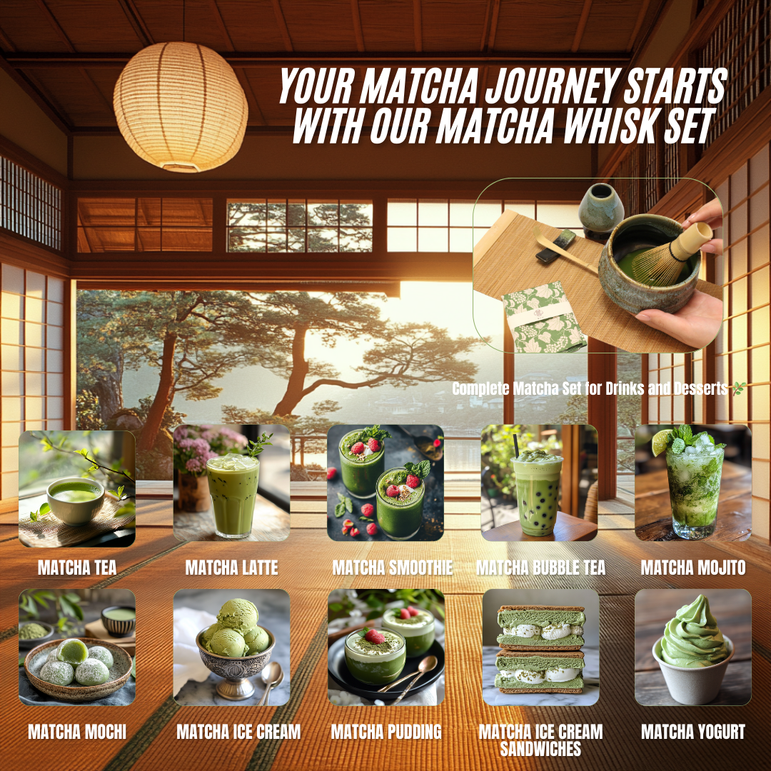 Matcha Whisk Set (9pcs), Japanese Tea Matcha Set includes Ceramic Matcha Bowl, Bamboo Matcha Whisk(chasen), Ceramic Matcha Whisk holder, Bamboo Matcha Scoop (chashaku). Blue color