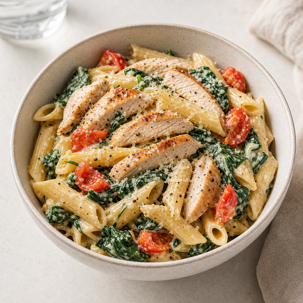 Creamy Chicken Spinach Pasta