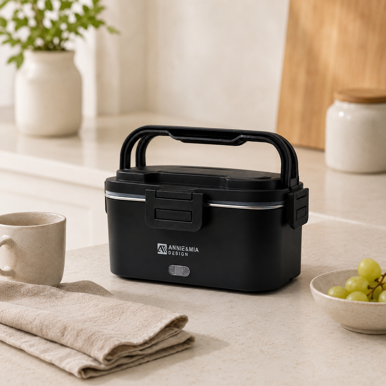 Annie & Mia Design 1.8L Electric Lunch Box (Black)