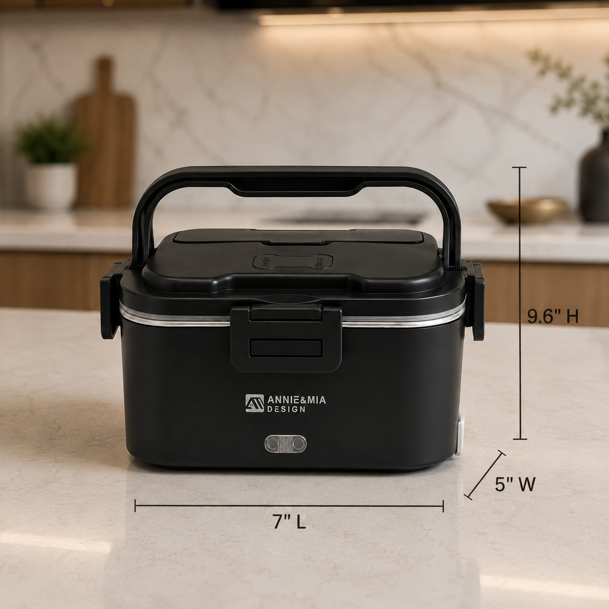 Annie & Mia Design 1.8L Electric Lunch Box (Black)