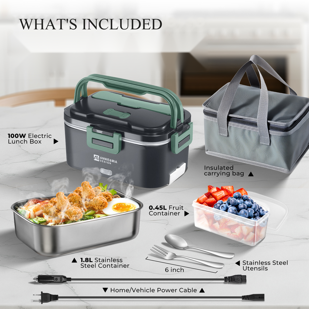 Annie & Mia Design 1.8L Electric Lunch Box (Green)