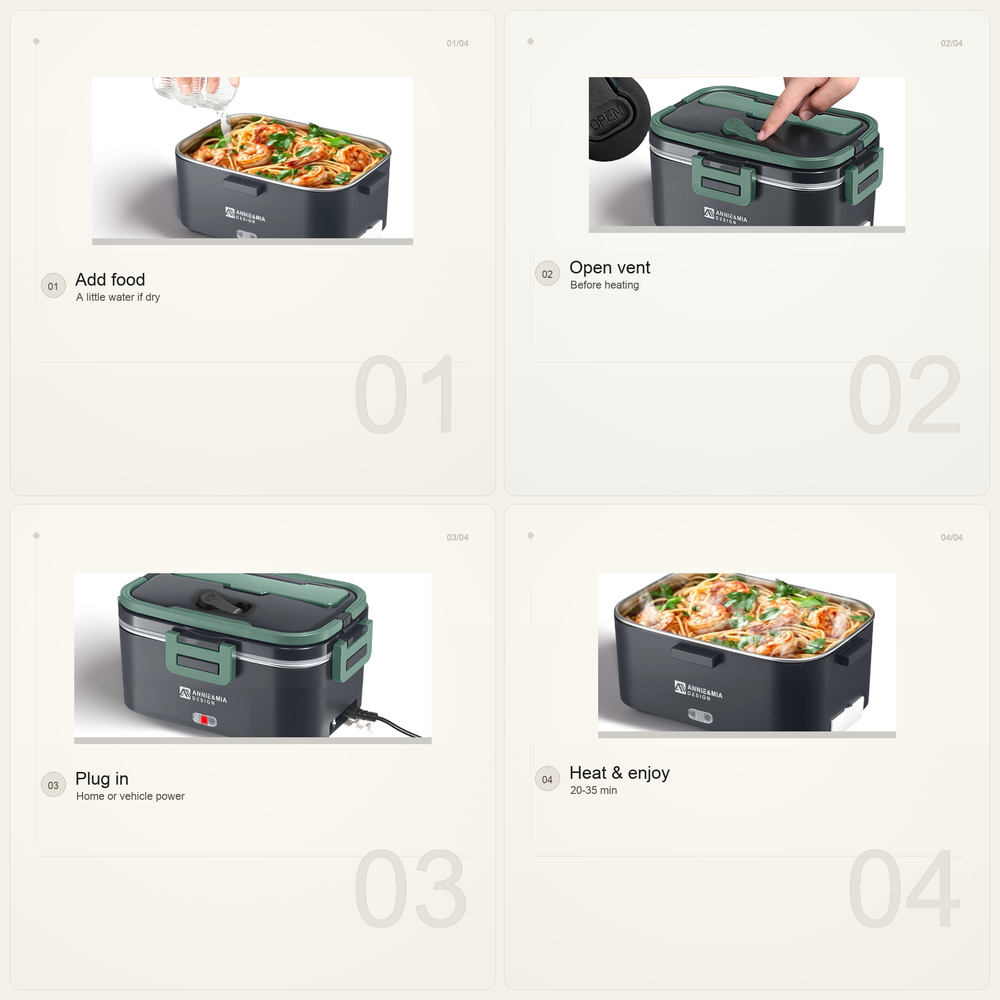 Annie & Mia Design 1.8L Electric Lunch Box (Green)