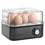 Annie & Mia Design electric egg cooker with fingerprint-resistant stainless steel body and transparent lid