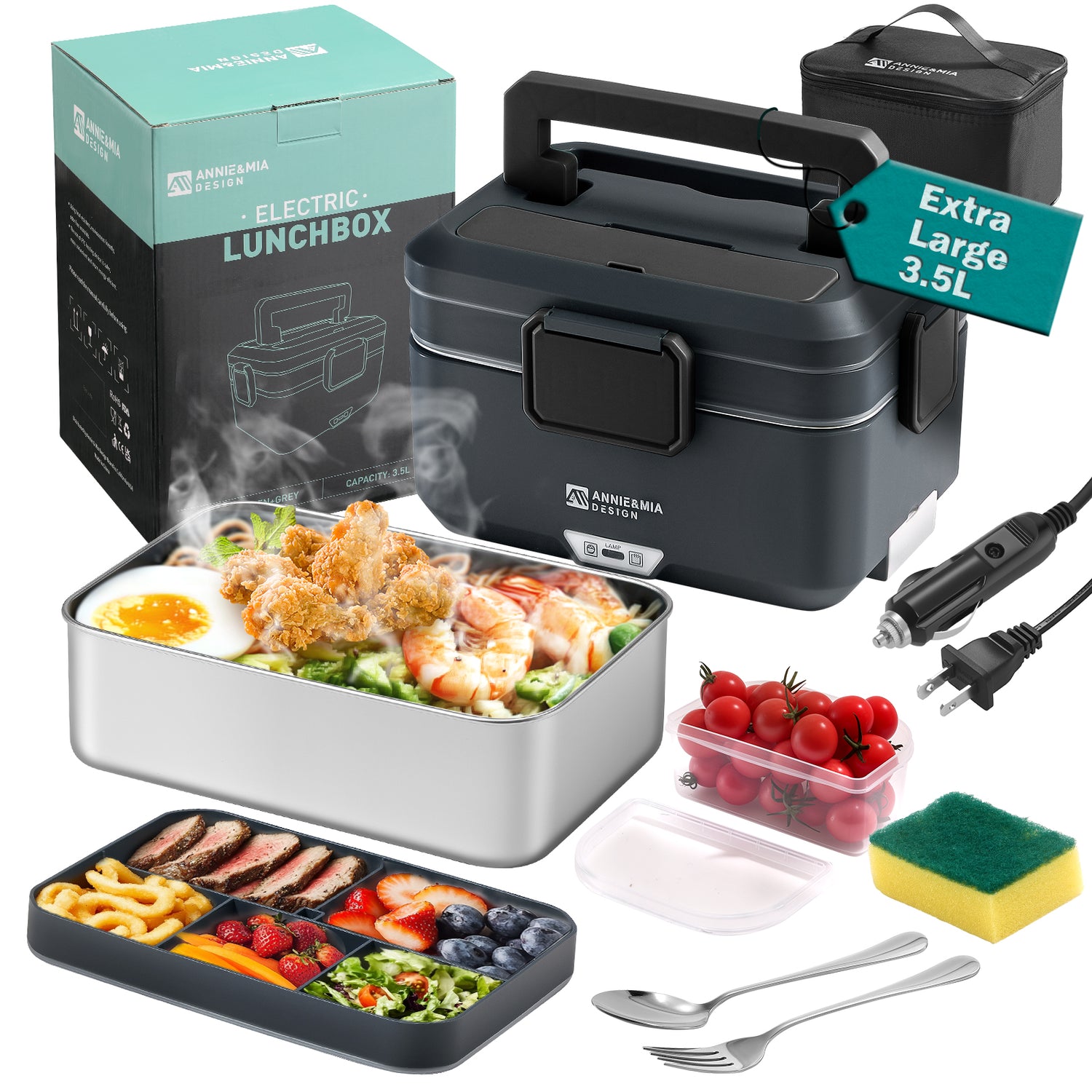 Annie & Mia Design 3.5L Electric Lunch Box(Urban Alloy)