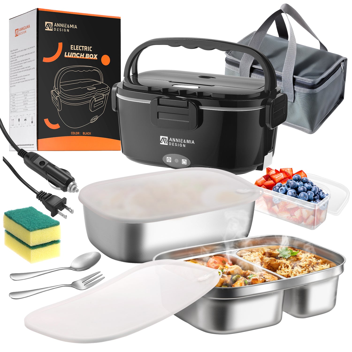 Annie & Mia Design 1.5L Electric Lunch Box — Dual Containers