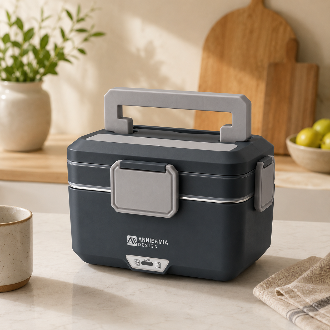 Annie & Mia Design 3.5L Electric Lunch Box(Steel Glacier)