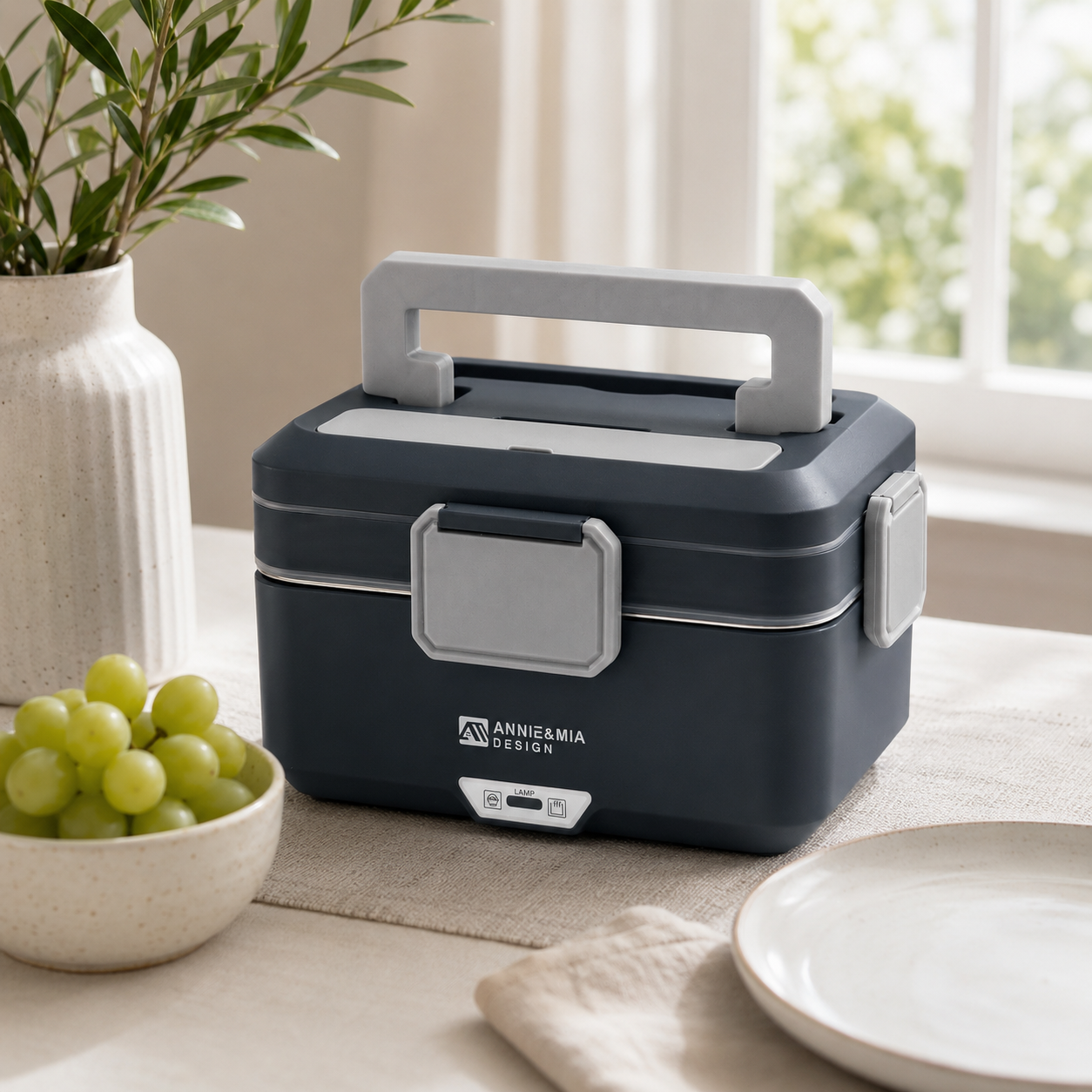 Annie & Mia Design 3.5L Electric Lunch Box(Steel Glacier)