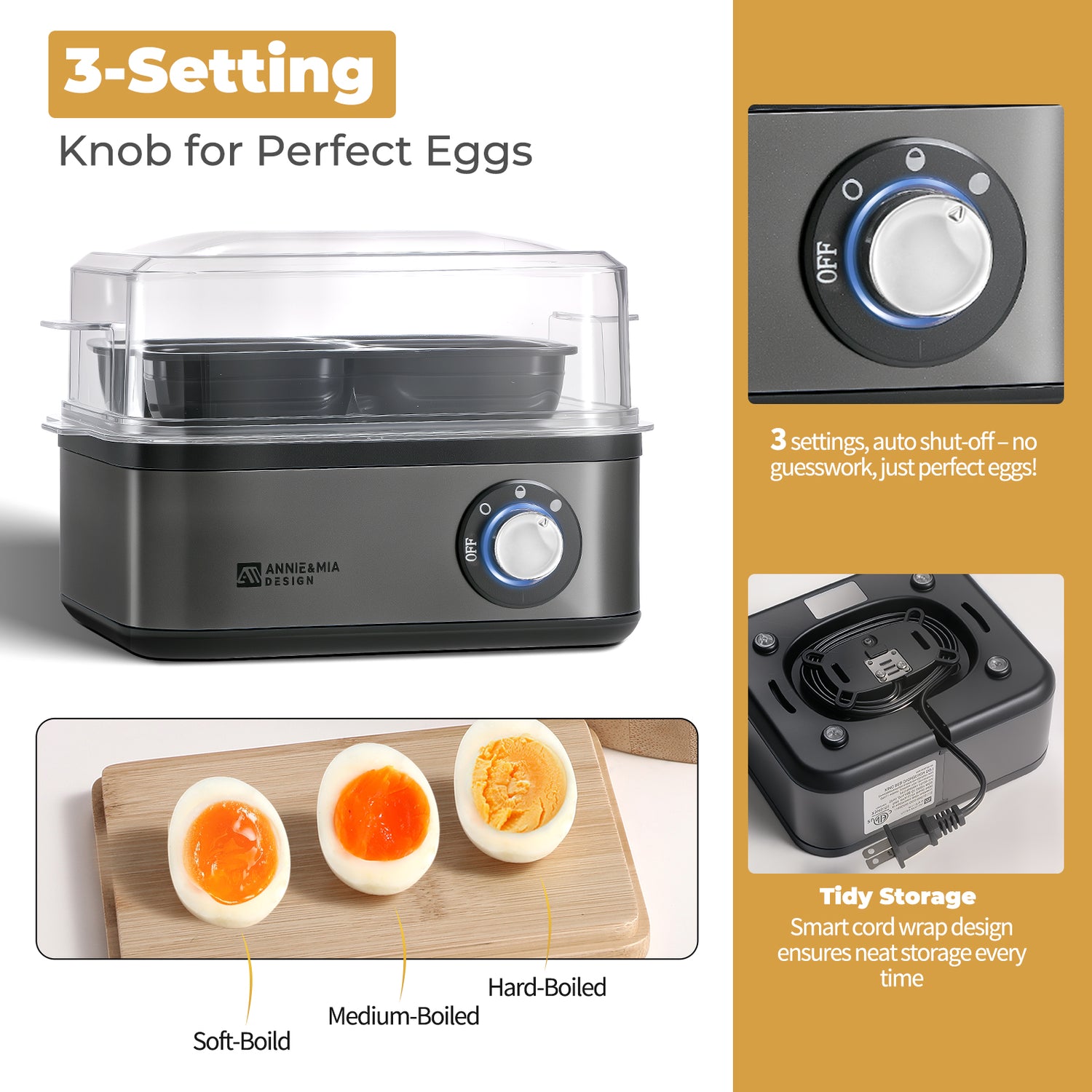 Annie & Mia Design Electric Egg Cooker 8 Egg Capacity