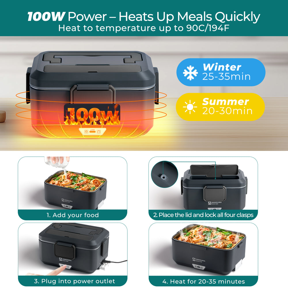 Annie & Mia Design 3.5L Electric Lunch Box - Urban Alloy