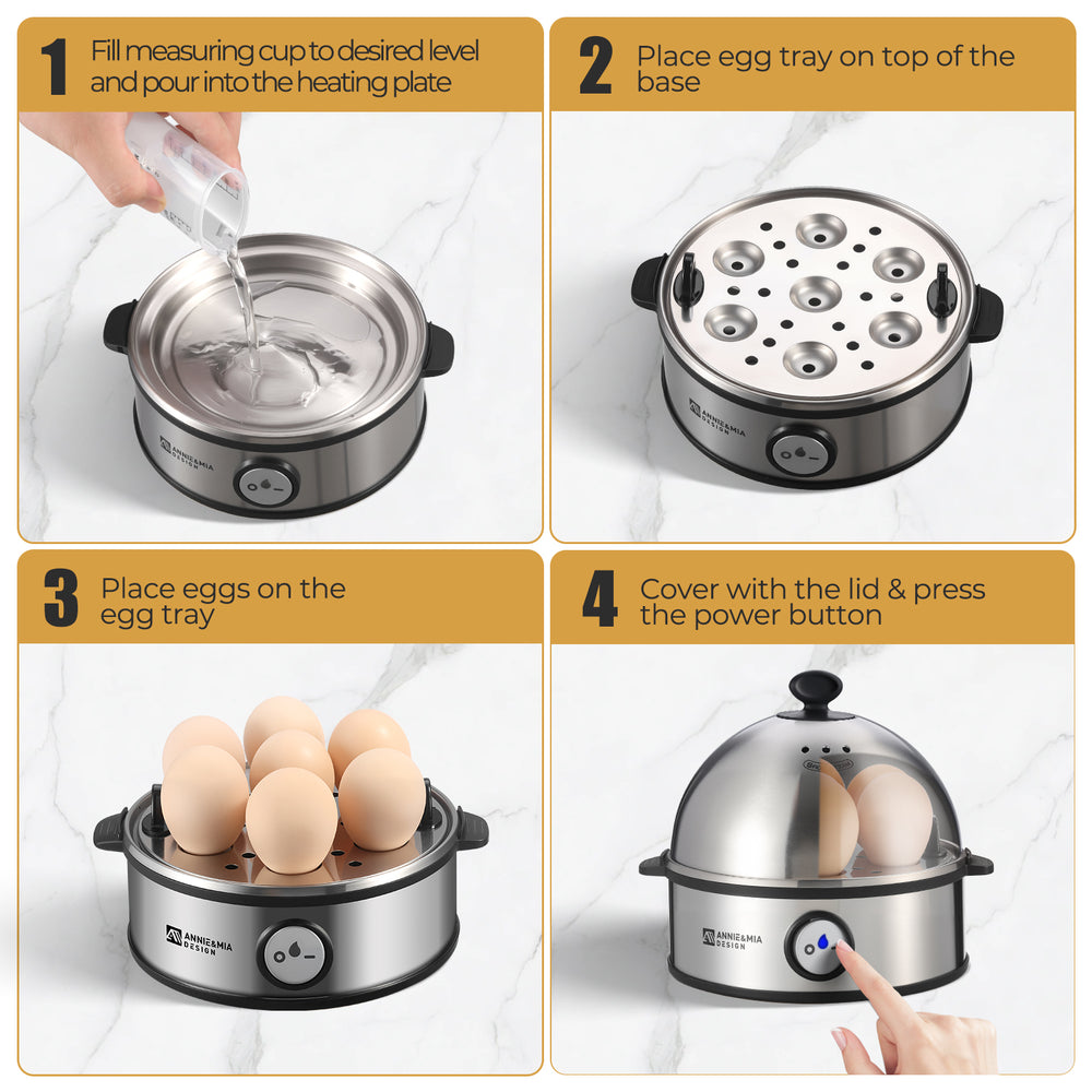 Annie & Mia Design Stainless Steel Electric Egg Cooker