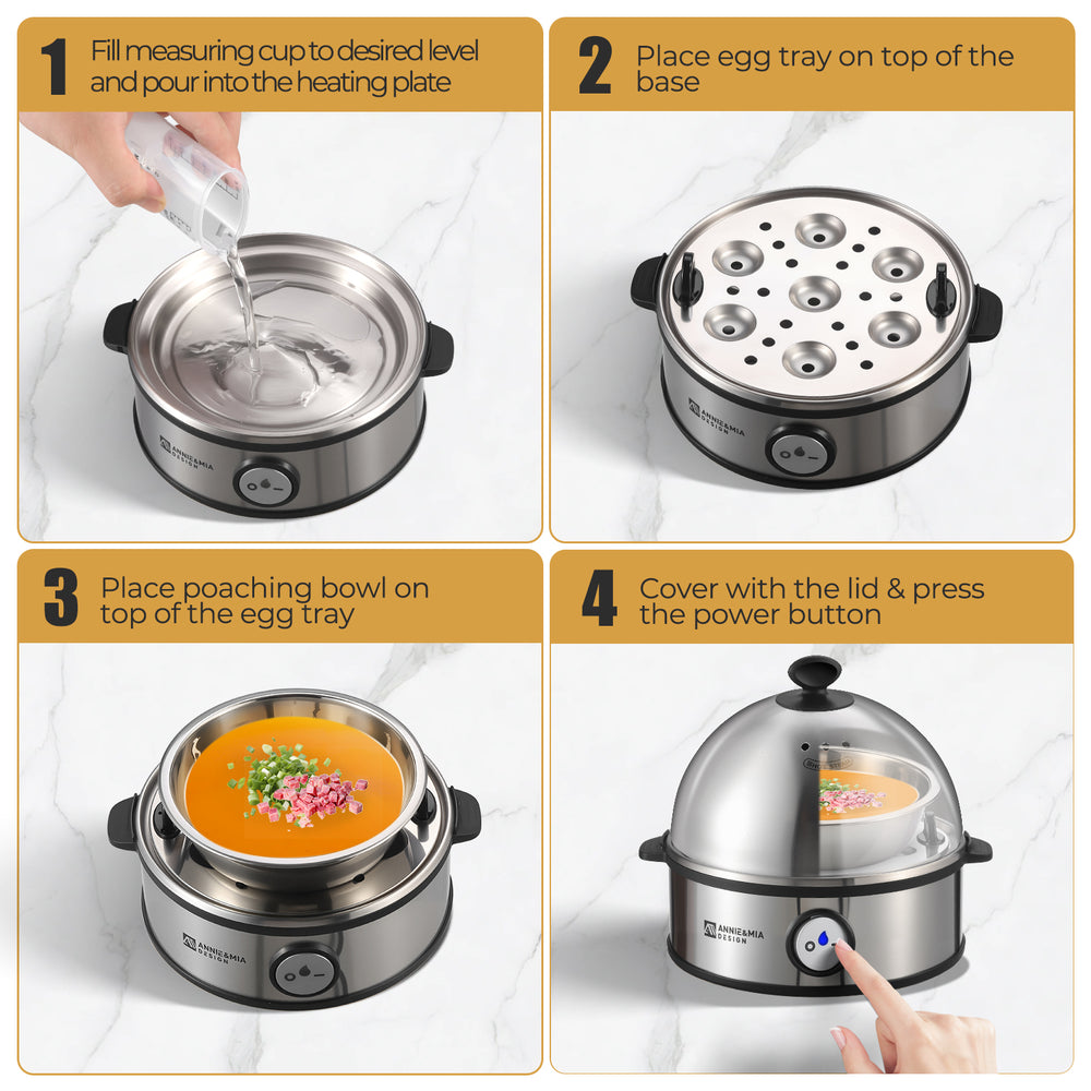 Annie & Mia Design Stainless Steel Electric Egg Cooker
