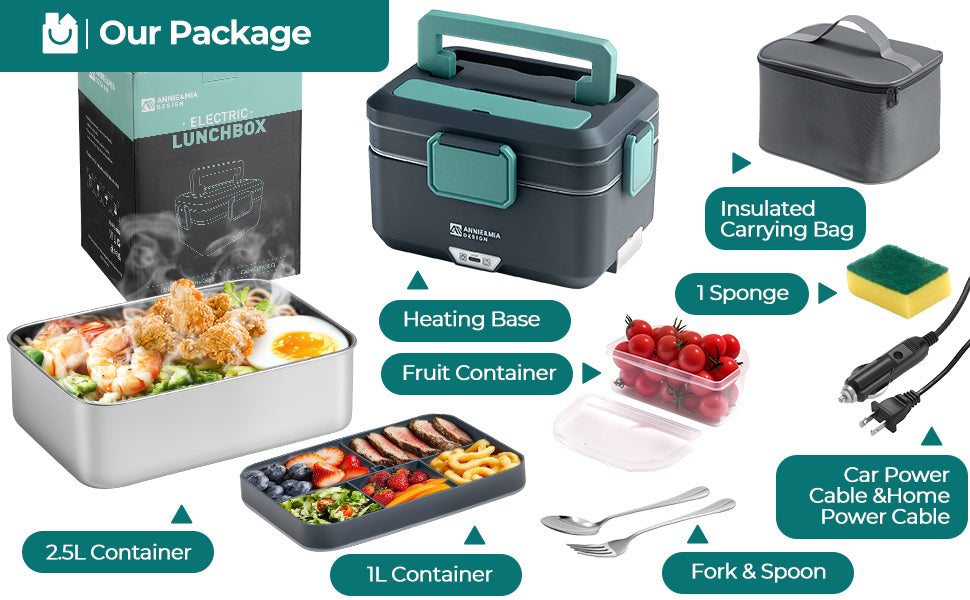 Annie & Mia Design 3.5L Electric Lunch Box - Forest Slate