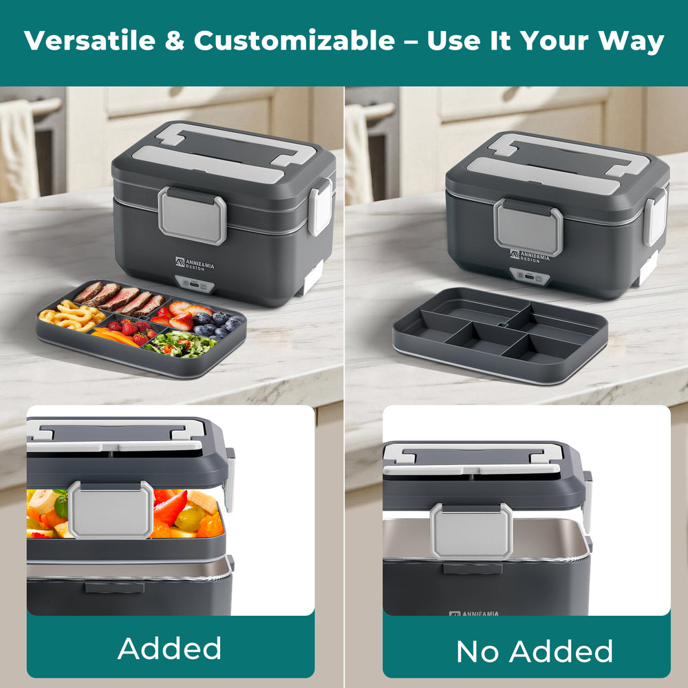 Annie & Mia Design 3.5L Electric Lunch Box - Steel Glacier