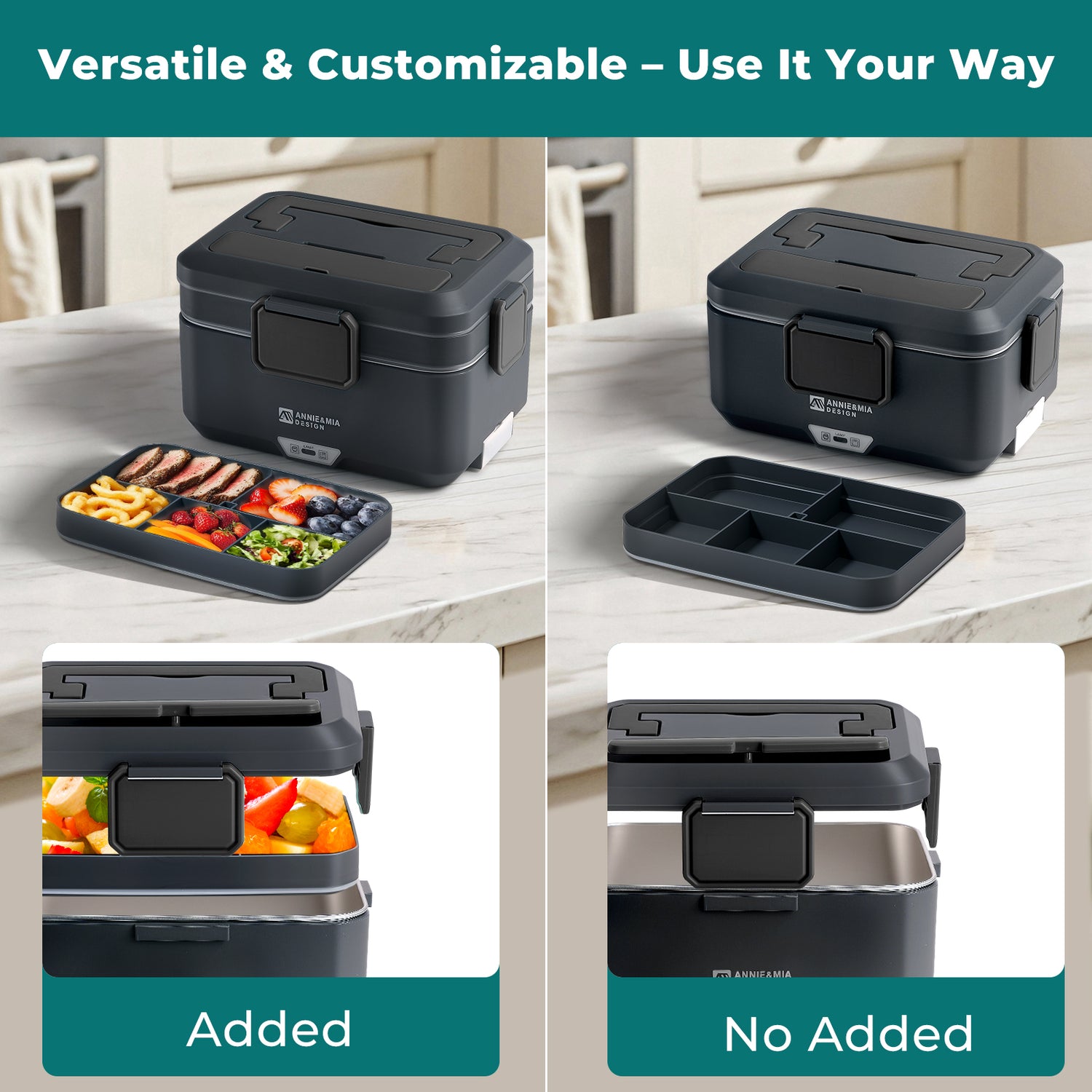 Annie & Mia Design 3.5L Electric Lunch Box - Urban Alloy