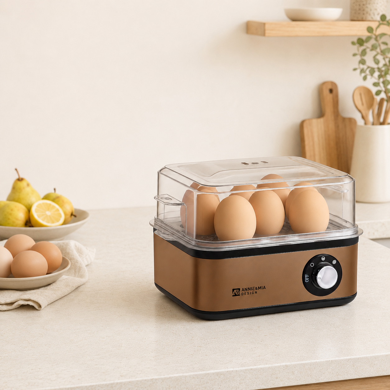 Annie & Mia Design Electric Egg Cooker (Gold)