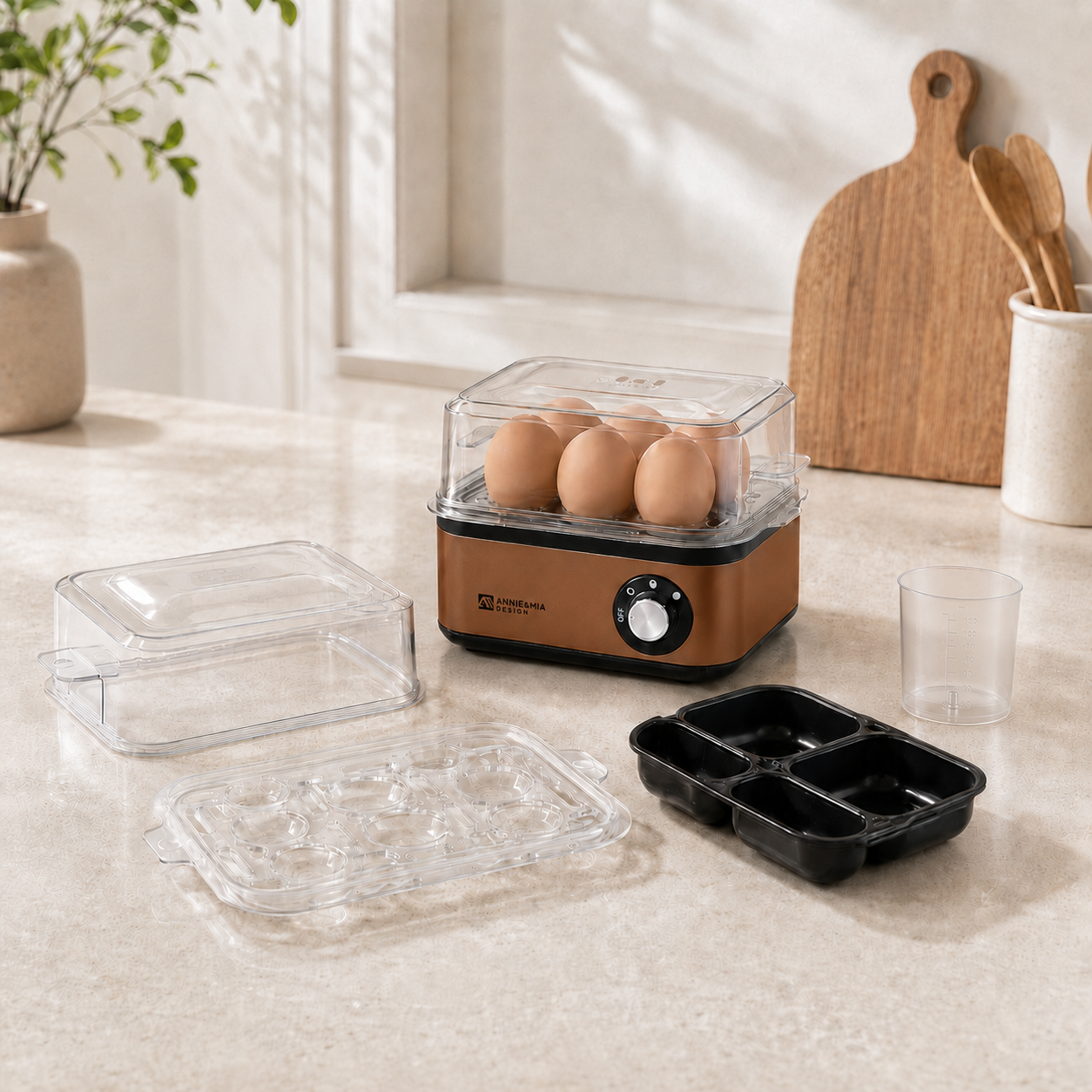 Annie & Mia Design Electric Egg Cooker (Gold)
